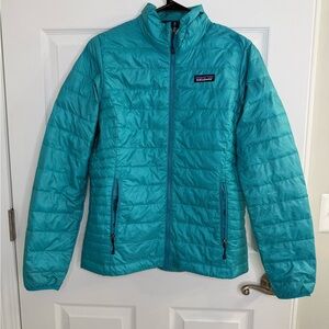 Patagonia Nano Puff Insulated Down filled coat Jacket Quilted Blue Teal Sz Sm